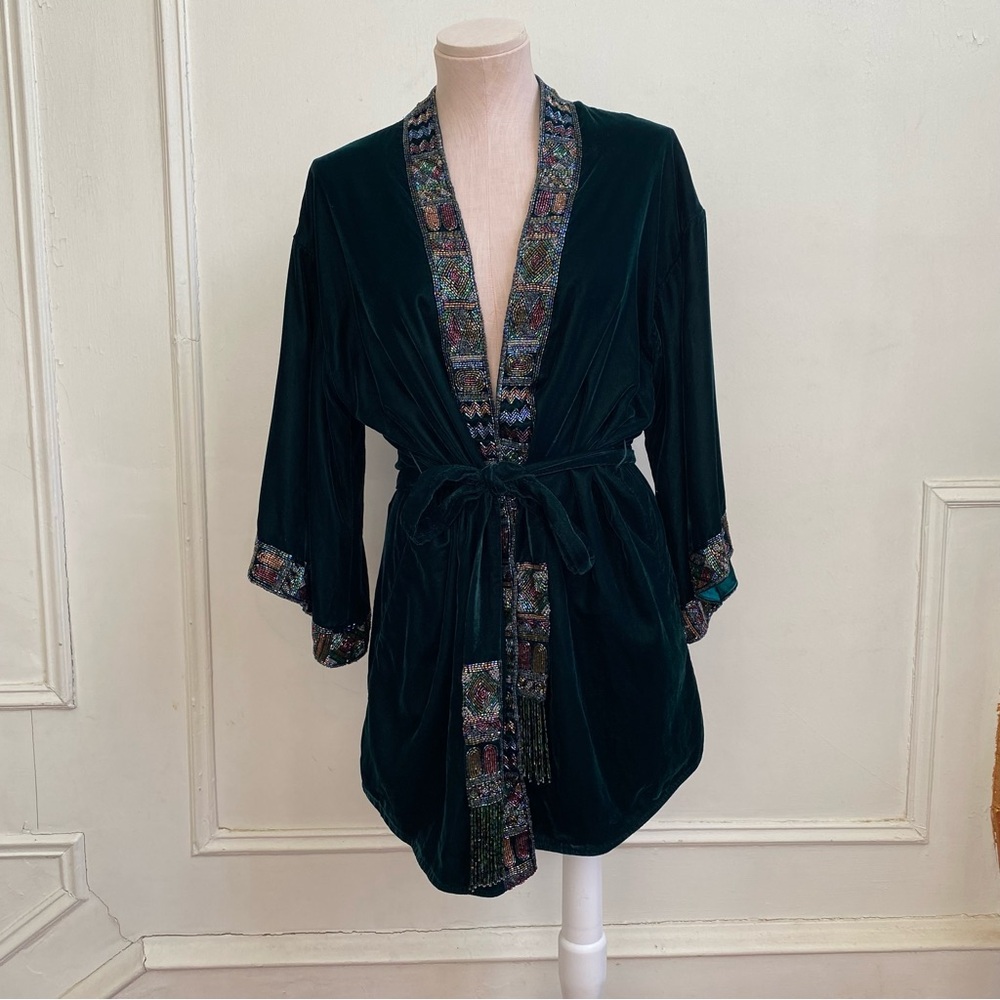 Sherri Hill NYFW Green Velvet Robe